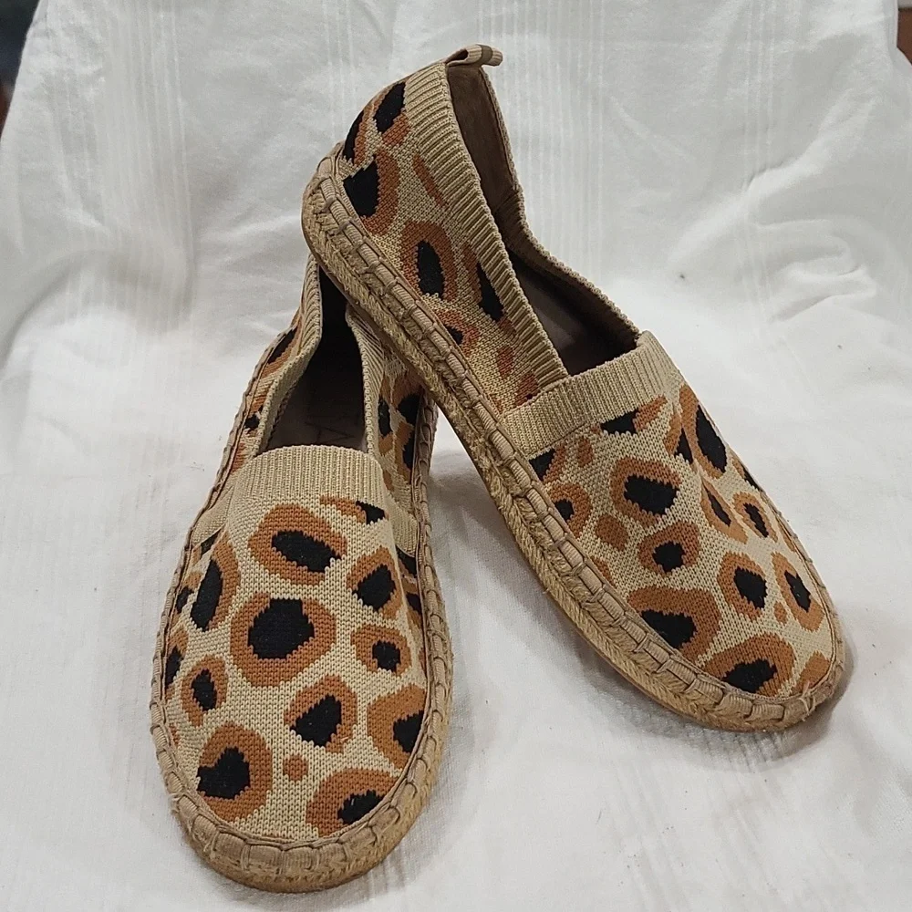 Deltan Womens Espadrille Loafers Shoes‎ Cheetah Design Size 7 EUC